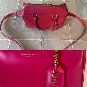 YSL | Pink Leather Classic Baby Duffel Crossbody Bag With Gold Hardware